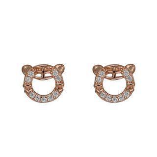 Sterling Silver Rhinestone Tiger Stud Earring