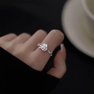 Rose Sterling Silver Open Ring 1pc - Silver - 17