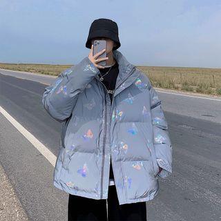 Long-sleeve Butterfly Print Padded Jacket