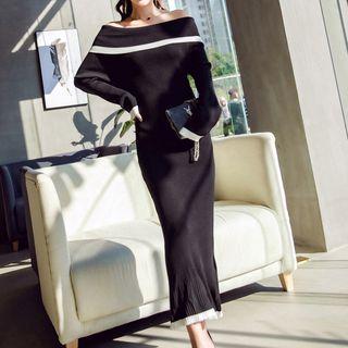 Contrast Trim Knit Maxi Dress