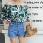 Print Loose-fit Off-shoulder Blouse