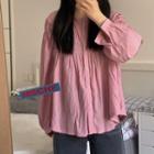Long-sleeve Button-up Top Light Purple - One Size