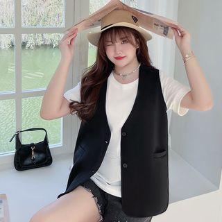 V-neck Single Breasted Vest