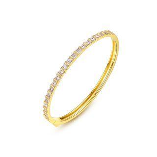 Simple Temperament Plated Gold Geometric Thin Bracelet With Cubic Zirconia Golden - One Size