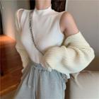 Mock-neck Sleeveless Knit Top / Cardigan