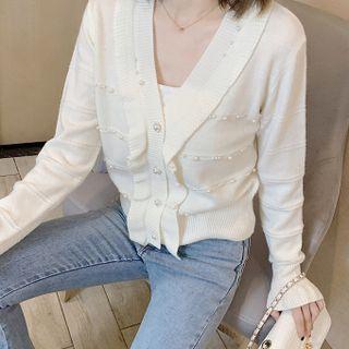 Ruffled Cardigan White - M