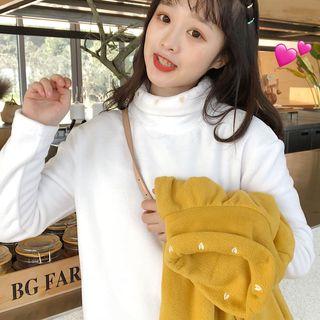 Long-sleeve Turtleneck Heart Embroidery Top