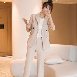 Double Breasted Blazer / Dress Pants / T-shirt / Set