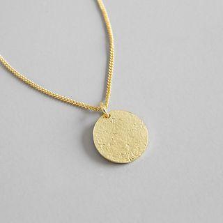 925 Sterling Silver Disc Pendant Necklace 18k Gold - One Size