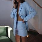 Suit Set: Button Blazer + High-waist Bodycon Skirt