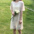 Crochet Knit Short-sleeve Shift Dress