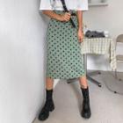 Polka-dotted Linen Blend H-line Skirt