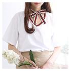 Contrast-trim Choker-neck T-shirt
