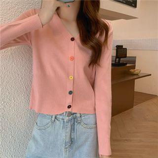 Contrast Button Cropped Cardigan