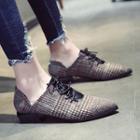 Lace-up Plaid Pointy Toe Shoes