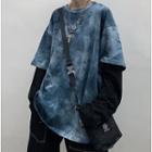 Mock Two-piece Tie-dye Long-sleeve T-shirt