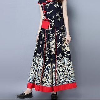 Print Linen Cotton Skirt