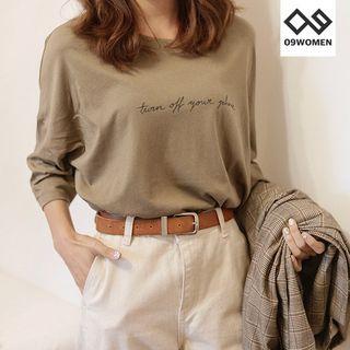 3/4-sleeve Lettered T-shirt