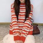 Striped Sweater Tangerine Red - One Size