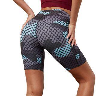 High-waist Printed Skinny Shorts