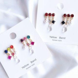 Faux Pearl Rhinestone Fringe Earring