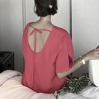 Linen Blend Cutout-back Ruffle-hem Maxi Dress