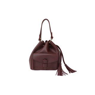 Flap-pocket Drawstring Bucket Bag