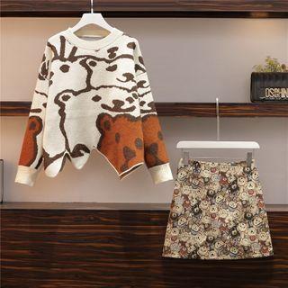 Jacquard Sweater / Mini A-line Skirt