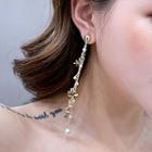 Non-matching Faux Pearl Triangle Dangle Earring As Shown In Figure - One Size