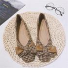 Square-toe Houndstooth Bow Flats