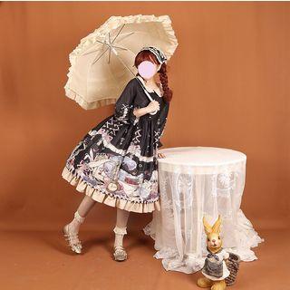 Frilled Trim Peter Pan Collar Print Dress