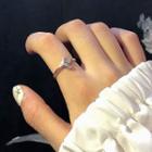 Alloy Whale Tail Rhinestone Open Ring 1 Pc - As Shown In Figure - One Size