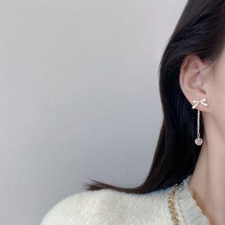 Bow Glaze Rhinestone Dangle Earring