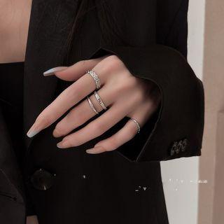 Set Of 4: Alloy Open Ring Set Of 4 Pcs - Silver - One Size