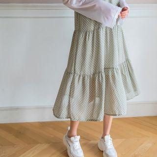 Polka-dot Tiered Pinafore Dress