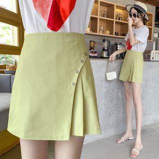 Pleat Panel A-line Skirt