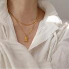 Rectangle Pendant Necklace 1pc - Gold - One Size