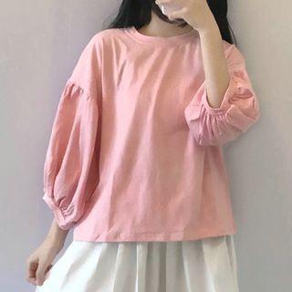 Puff 3/4-sleeve Plain Pullover