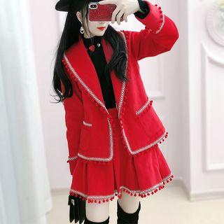Set: Open-front Jacket + A-line Mini Skirt