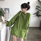 Oversized Plain Sweatshirt Green - One Size