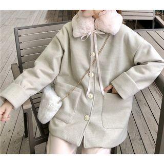 Furry Collar Button Jacket
