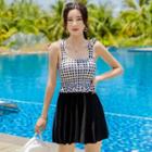 Tie-shoulder Patterned Swimdress