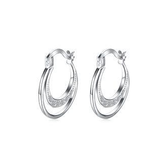 Fashion Simple Geometric Earrings With Austrian Element Crystal Silver - One Size