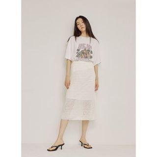 Knit Midi Skirt White - One Size