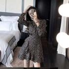 Single-breasted Blazer / Long-sleeve Dotted Mini A-line Dress