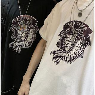 Couple Matching Tiger Print Short-sleeve T-shirt