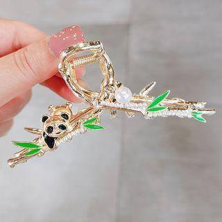 Panda Alloy Hair Clamp Ly2486 - Black & Green & Gold - One Size
