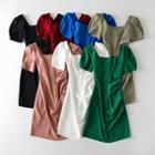 Puff Sleeve V-neck Mini A-line Dress