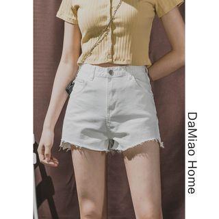 Dip-back High-waist Denim Hot Shorts