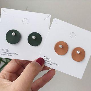 Faux Pearl Matte Disc Earring